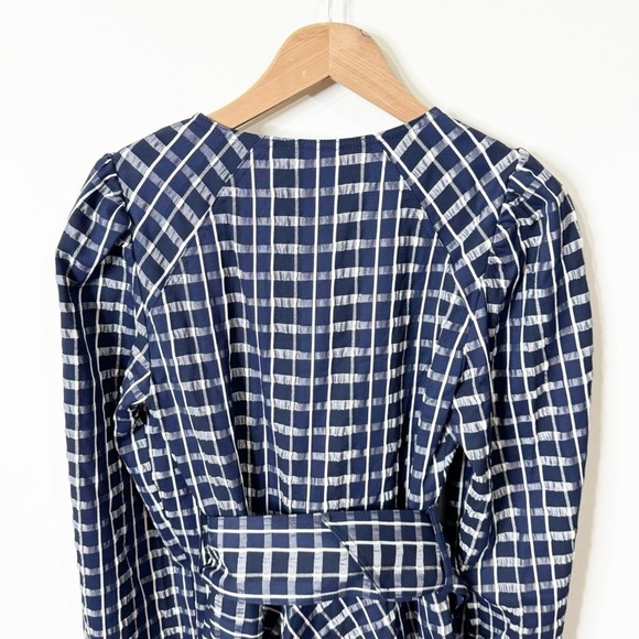 Tanya Taylor Navy Check Belted Puff Sleeves Nicola Dress Size 2 US NWT - Picture 8 of 8